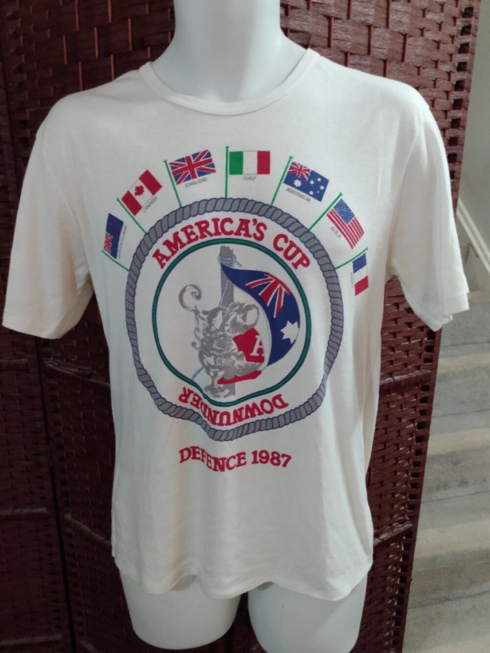 Vintage 1987 America's Cup T Shirt Sailing Australia Size 18 Adult Medium 80s